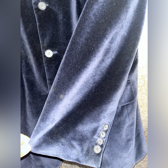 Linea Uomo Tux Dinner Jacket Blazer Size 54 LONG Blue Velvet Satin Mens - Picture 8 of 13